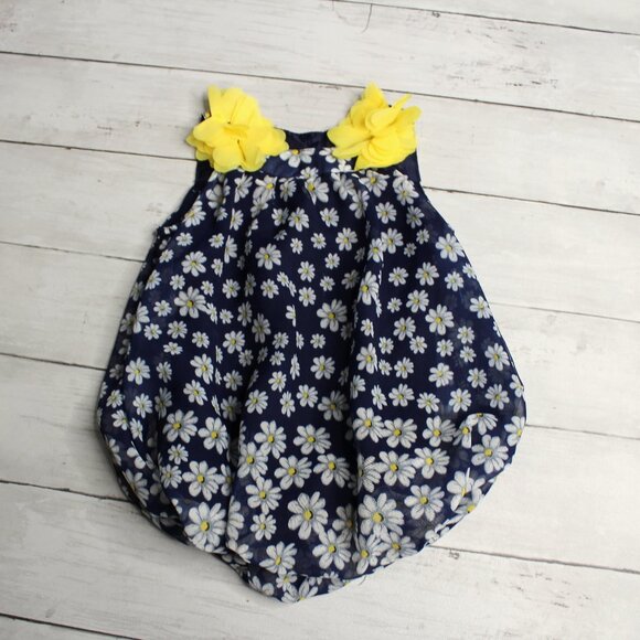 Blueberi Boulevard Baby Girl's Summer Bubble Romper Size 6-9 Months Daisy - Picture 1 of 6